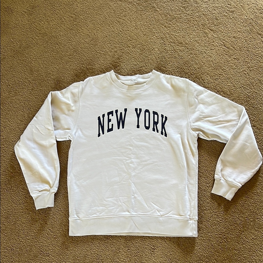 PacSun White Crewneck Sweater with New York Print